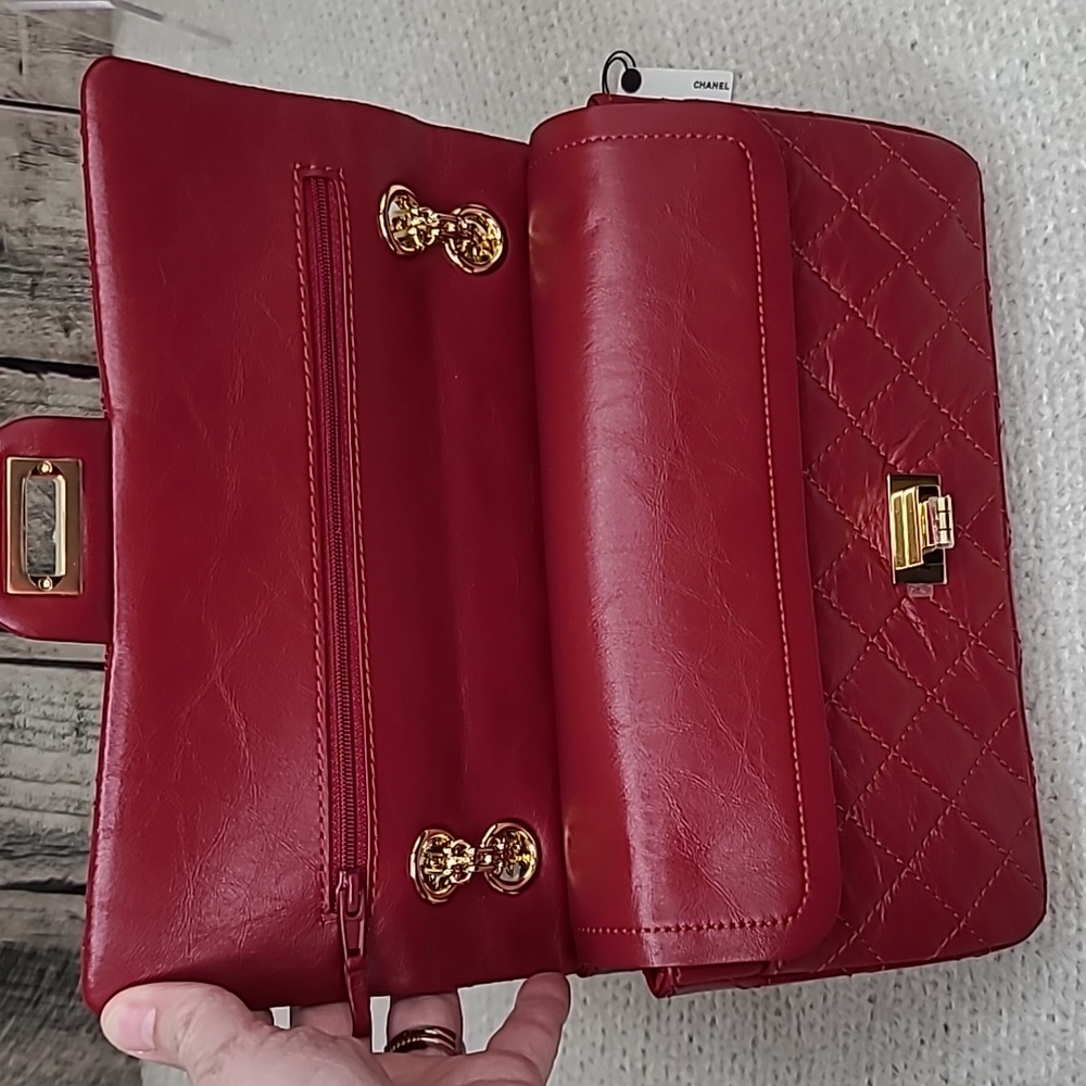 Chanel Classic Quilted Calfskin Medium 2.55 Reissue Red Double Flap Bag NWT/NIB - Picture 9 of 17